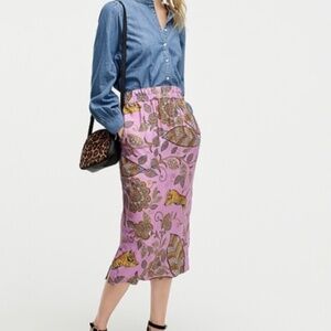 J Crew, EUC, M, Tiger Floral Pull-on Midi Skirt